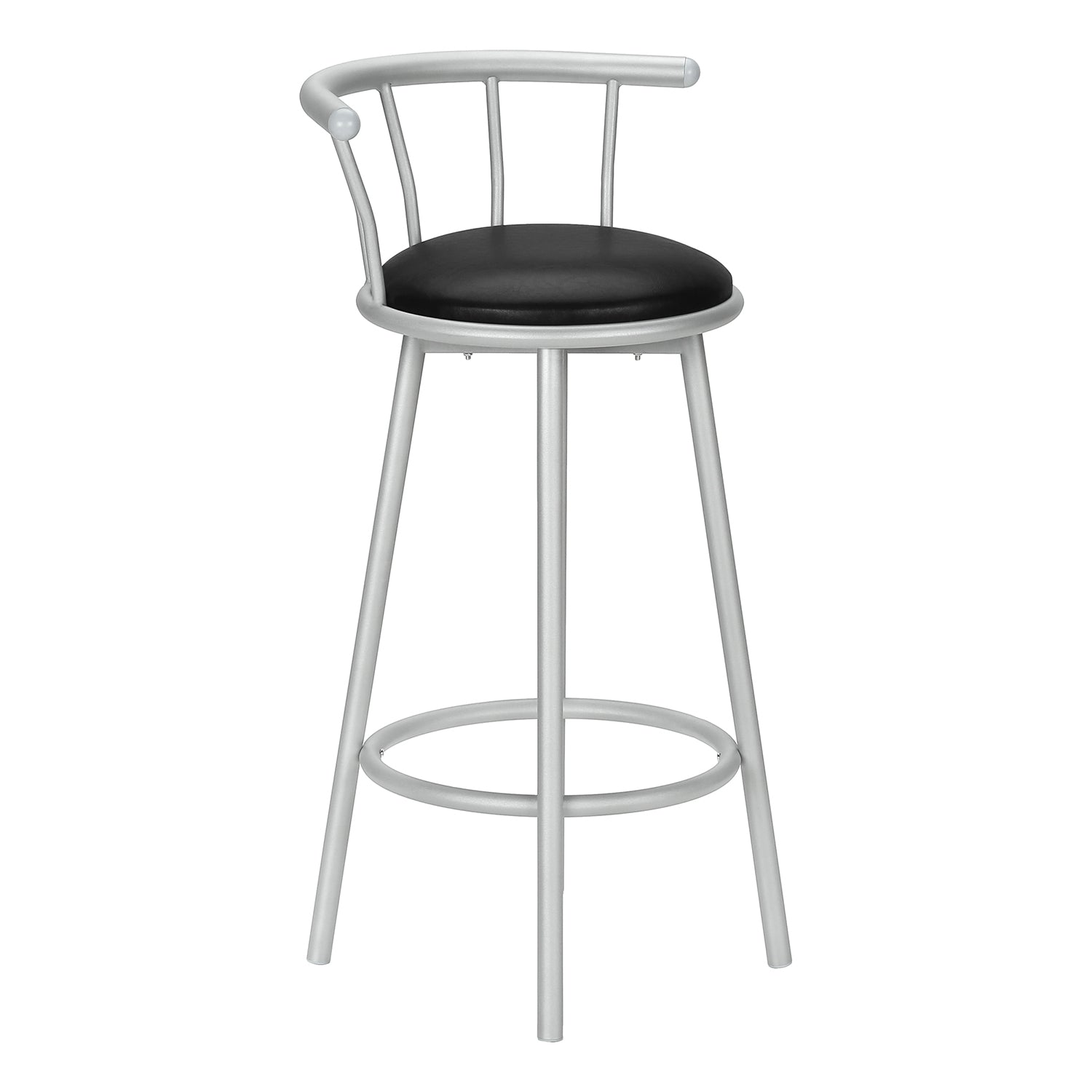 Monarch Specialties I 2399 - Tabouret De Bar, Lot De 2, Pivotant, Hauteur Bar, Métal Gris, Apparence De Cuir Noir, Contemporain, Moderne - Simple Boutique