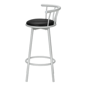 Monarch Specialties I 2399 - Tabouret De Bar, Lot De 2, Pivotant, Hauteur Bar, Métal Gris, Apparence De Cuir Noir, Contemporain, Moderne - Simple Boutique