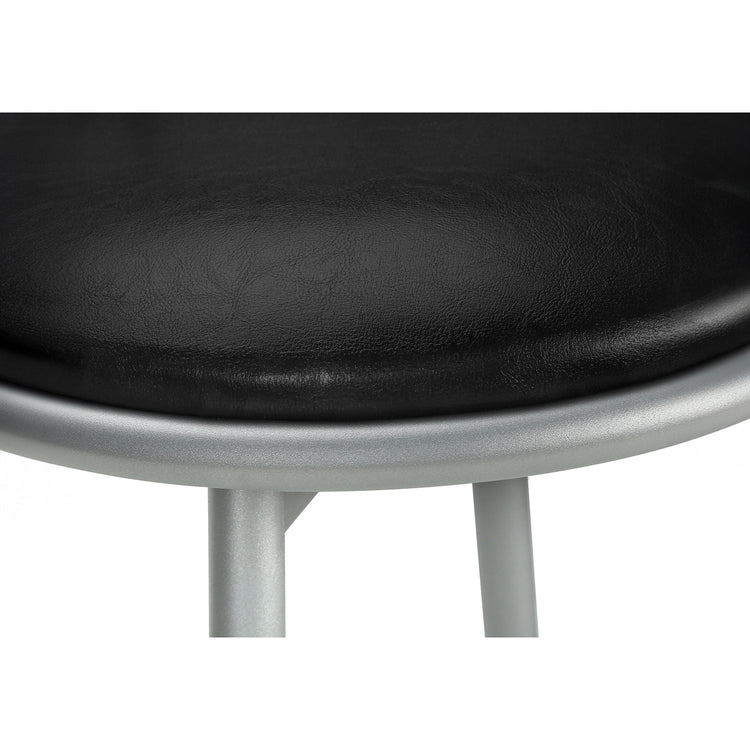 Monarch Specialties I 2399 - Tabouret De Bar, Lot De 2, Pivotant, Hauteur Bar, Métal Gris, Apparence De Cuir Noir, Contemporain, Moderne - Simple Boutique
