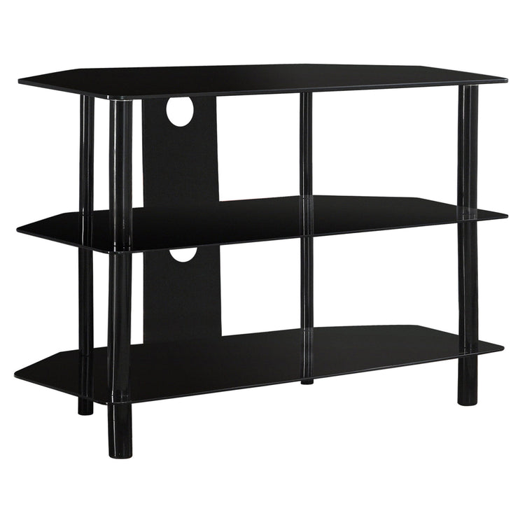 Monarch Specialties I 2506 Meuble Tv, 36 Pouces, Console, Centre De Divertissement Média, Étagères De Rangement, Salon, Chambre À Coucher, Verre Trempé, Métal, Noir, Dégager, Contemporain, Moderne - Simple Boutique