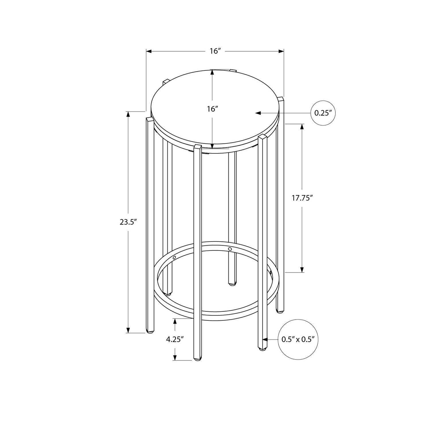 Monarch Specialties I 3757 - Table D'appoint, Bout, Rond, Table D'appoint, Petit, Lampe, Salon, Chambre À Coucher, Table De Nuit, Stratifié Chêne Lavé, Métal Noir, Contemporain - Simple Boutique