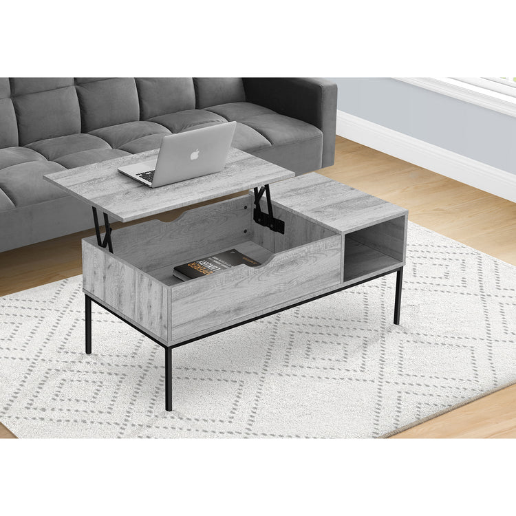 Monarch Specialties I 3805 - Table De Salon, 42" L, Rectangulaire, Cocktail, Gris, Métal Noir, Contemporain, Moderne - Simple Boutique