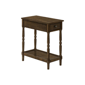 Monarch Specialties I 3957 - Table D'appoint, 2 Niveaux, Bout, Table D'appoint, Table De Nuit, Chambre À Coucher, Étroit, Lampe, Tiroir De Rangement, Placage Brun, Traditionnel - Simple Boutique