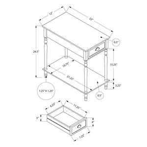 Monarch Specialties I 3968 - Table D'appoint, 2 Niveaux, Table D'appoint, Bout, Étroit, Table De Nuit, Chambre À Coucher, Lampe, Tiroir De Rangement, Placage Vert, Traditionnel - Simple Boutique