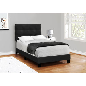 Monarch Specialties I 5924T - Lit, Taille Simple, Rembourré, Chambre À Coucher, Cadre Seulement, Jeune, Adolescent, Juvénile, Velours Noir, Transitionnel - Simple Boutique