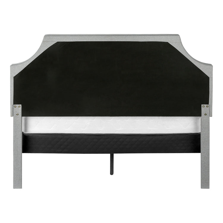 Monarch Specialties I 6035Q - Lit, Grand, Chambre À Coucher, Cadre, Rembourré, Apparence De Lin Gris, Pieds En Métal Chrome, Transitionnel - Simple Boutique