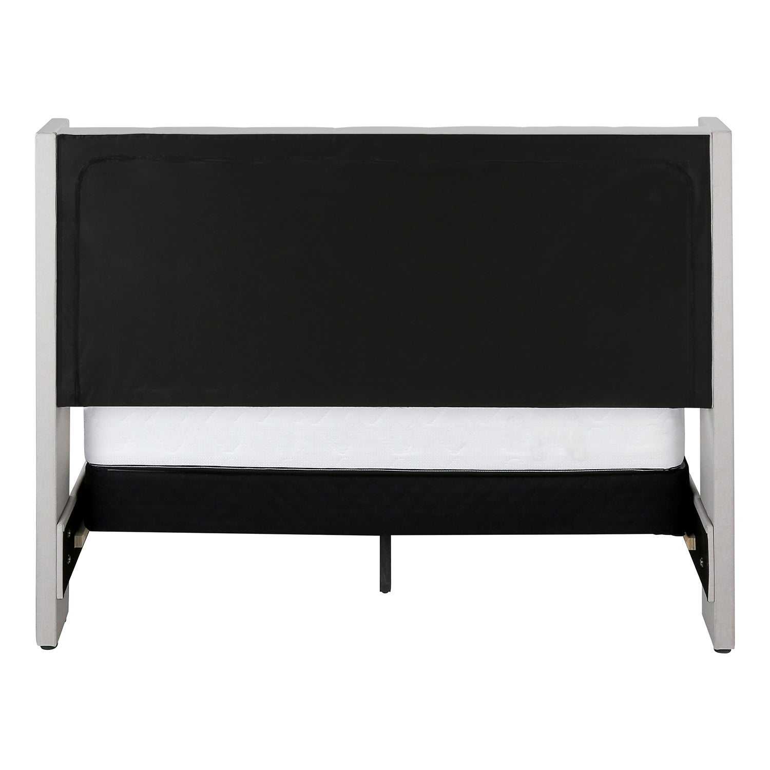 Monarch Specialties I 6041Q - Lit, Grand, Chambre À Coucher, Cadre, Rembourré, Regard Lin Lin Beige, Pieds En Métal Chrome, Transitionnel - Simple Boutique