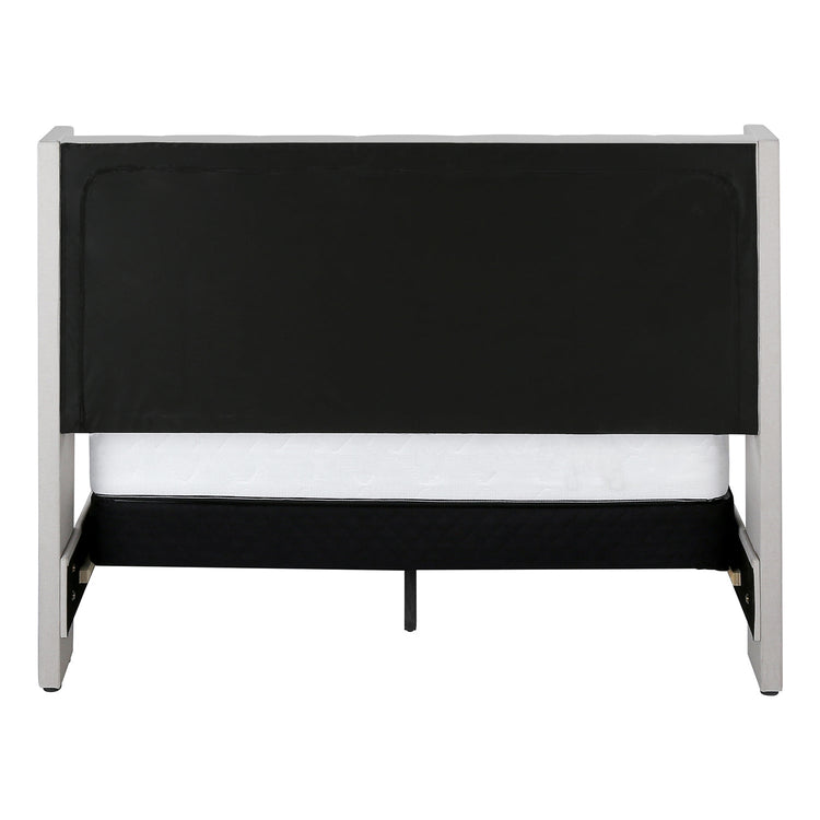 Monarch Specialties I 6041Q - Lit, Grand, Chambre À Coucher, Cadre, Rembourré, Regard Lin Lin Beige, Pieds En Métal Chrome, Transitionnel - Simple Boutique