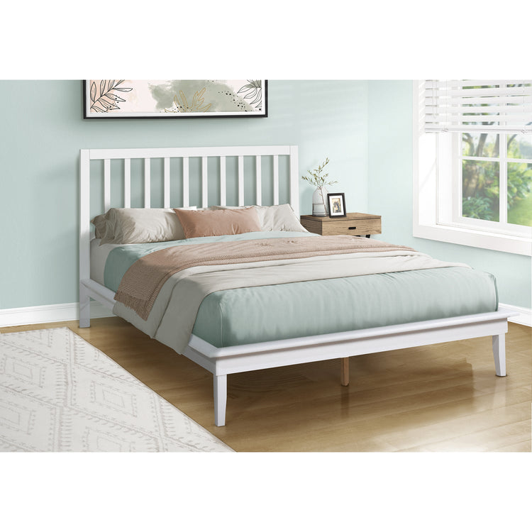 Monarch Specialties I 6061Q - Lit, Lit À Plateforme, Grand, Cadre Seulement, Chambre À Coucher, Cadre En Bois Blanc, Contemporain, Moderne - Simple Boutique