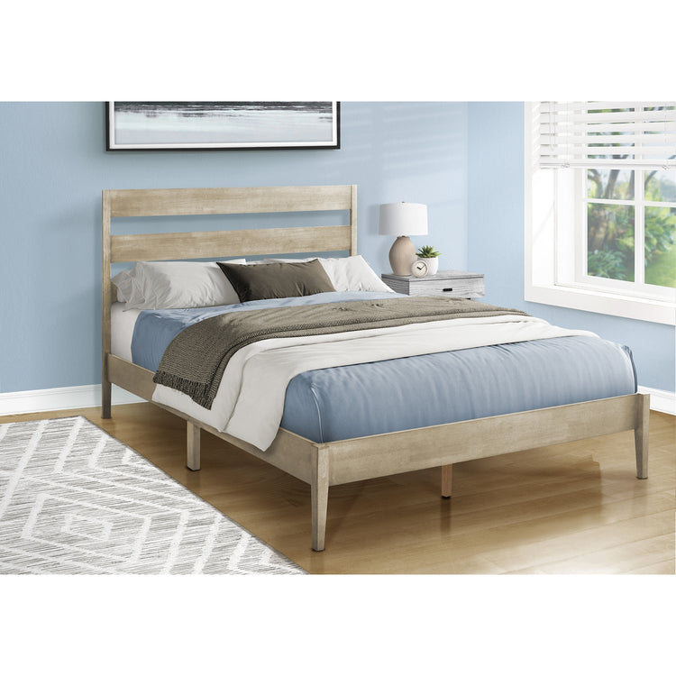 Monarch Specialties I 6065Q - Lit, Grand, Cadre Seulement, Lit À Plateforme, Chambre À Coucher, Cadre En Bois Gris, Contemporain - Simple Boutique