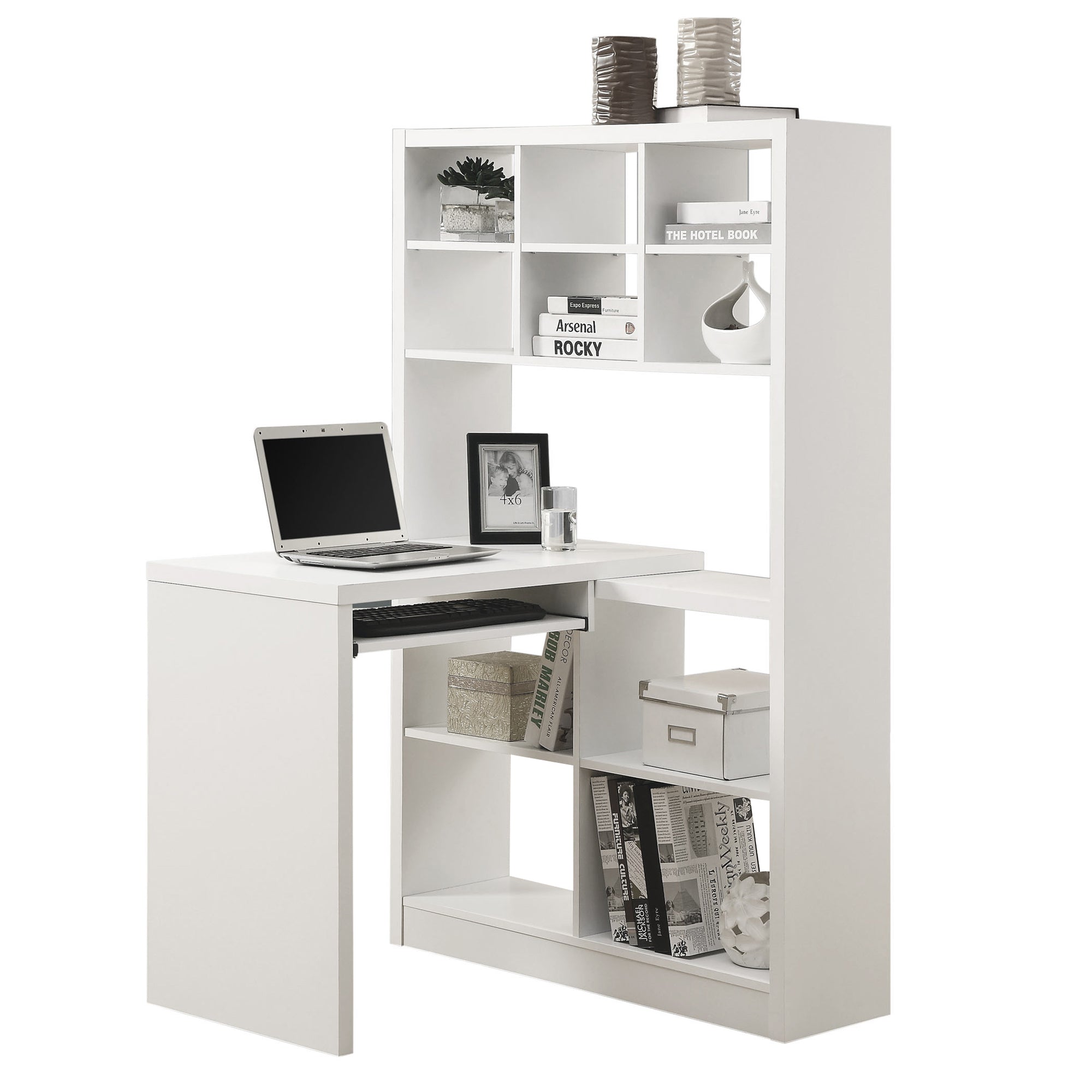 Monarch Specialties I 7022 Bureau, Bureau À Domicile, Étagère, Coin, Étagères De Rangement, Configuration Gauche, Droite, Forme De L, Travail, Ordinateur Portable, Stratifié, Blanc, Contemporain, Moderne - Simple Boutique