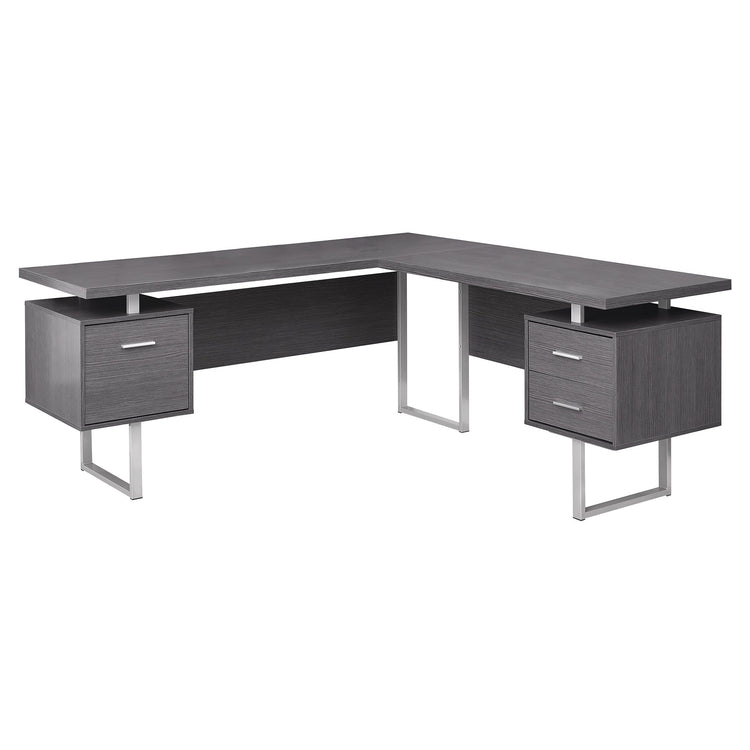 Monarch Specialties I 7306 Bureau, Bureau À Domicile, Coin, Configuration Gauche, Droite, Tiroirs De Rangement, 70"l, Forme De L, Travail, Ordinateur Portable, Métal, Stratifié, Gris, Contemporain, Moderne - Simple Boutique
