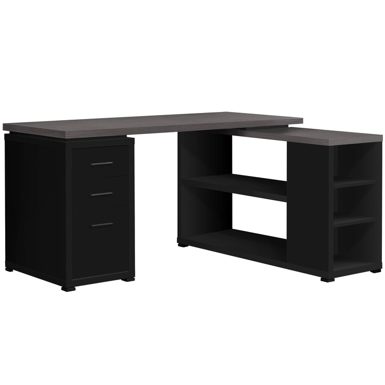 Monarch Specialties I 7419 Bureau, Bureau À Domicile, Coin, Configuration Gauche, Droite, Tiroirs De Rangement, Forme De L, Travail, Ordinateur Portable, Stratifié, Noir, Gris, Contemporain, Moderne - Simple Boutique