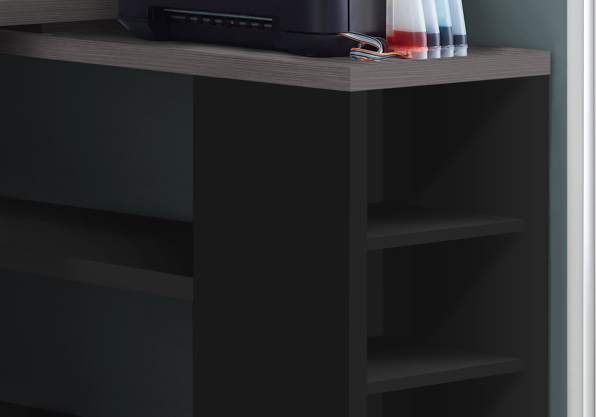 Monarch Specialties I 7419 Bureau, Bureau À Domicile, Coin, Configuration Gauche, Droite, Tiroirs De Rangement, Forme De L, Travail, Ordinateur Portable, Stratifié, Noir, Gris, Contemporain, Moderne - Simple Boutique