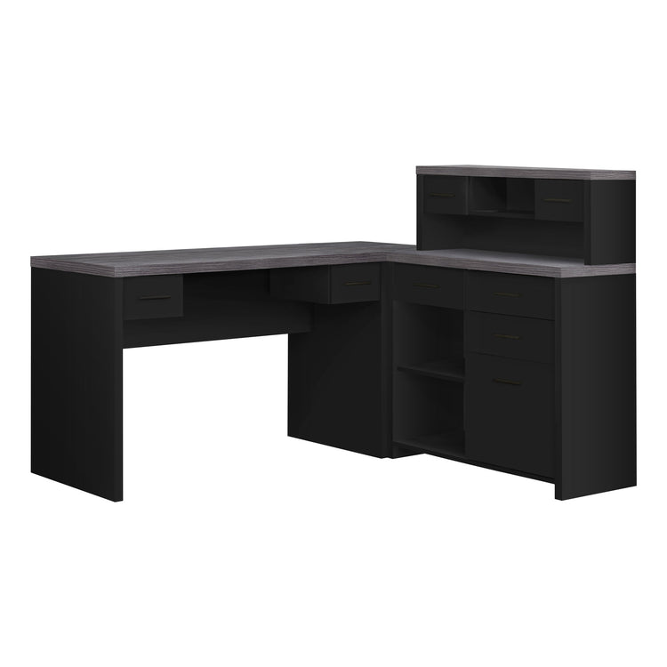 Monarch Specialties I 7430 Bureau, Bureau À Domicile, Coin, Configuration Gauche, Droite, Tiroirs De Rangement, Forme De L, Travail, Ordinateur Portable, Stratifié, Noir, Gris, Contemporain, Moderne - Simple Boutique