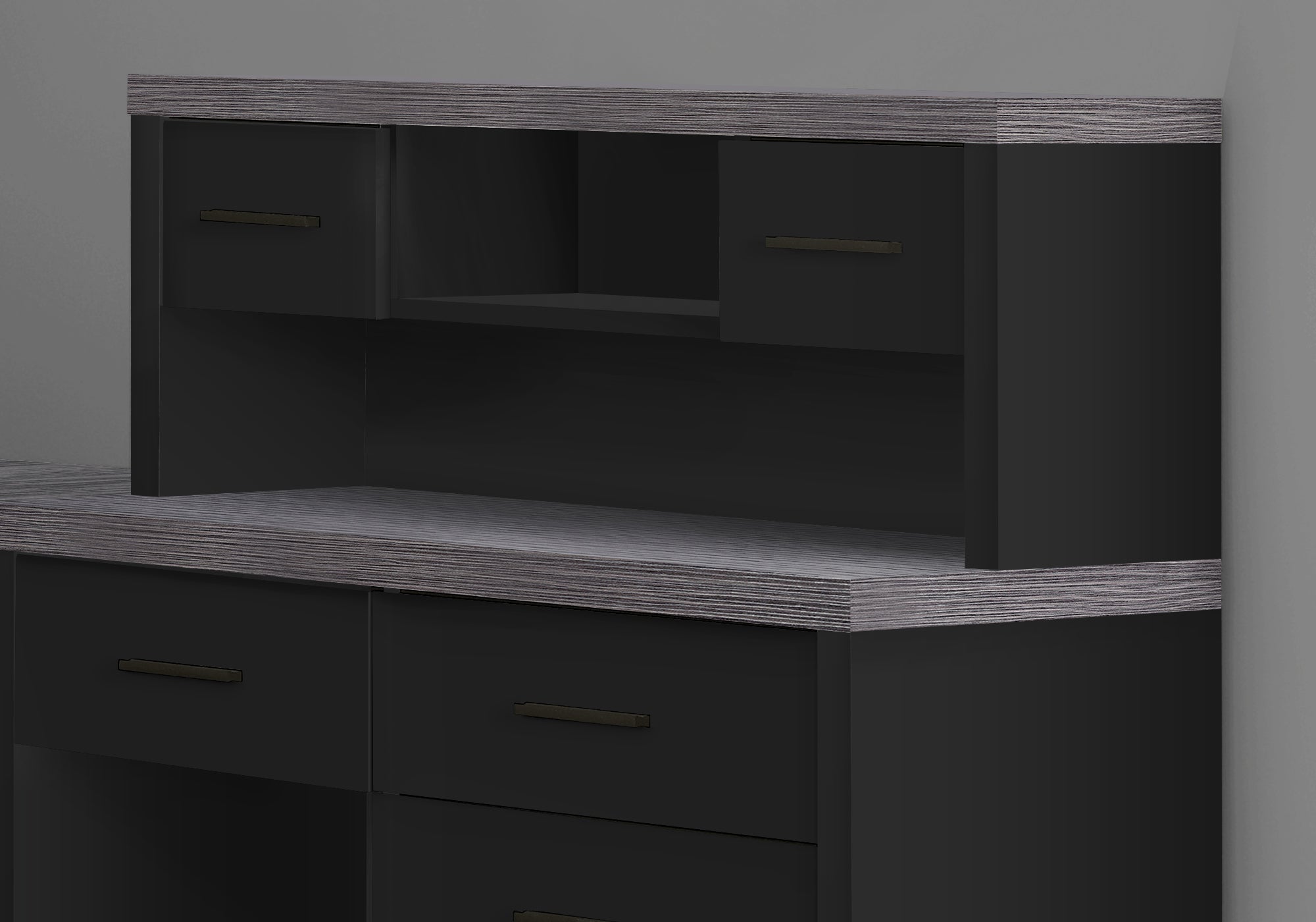 Monarch Specialties I 7430 Bureau, Bureau À Domicile, Coin, Configuration Gauche, Droite, Tiroirs De Rangement, Forme De L, Travail, Ordinateur Portable, Stratifié, Noir, Gris, Contemporain, Moderne - Simple Boutique