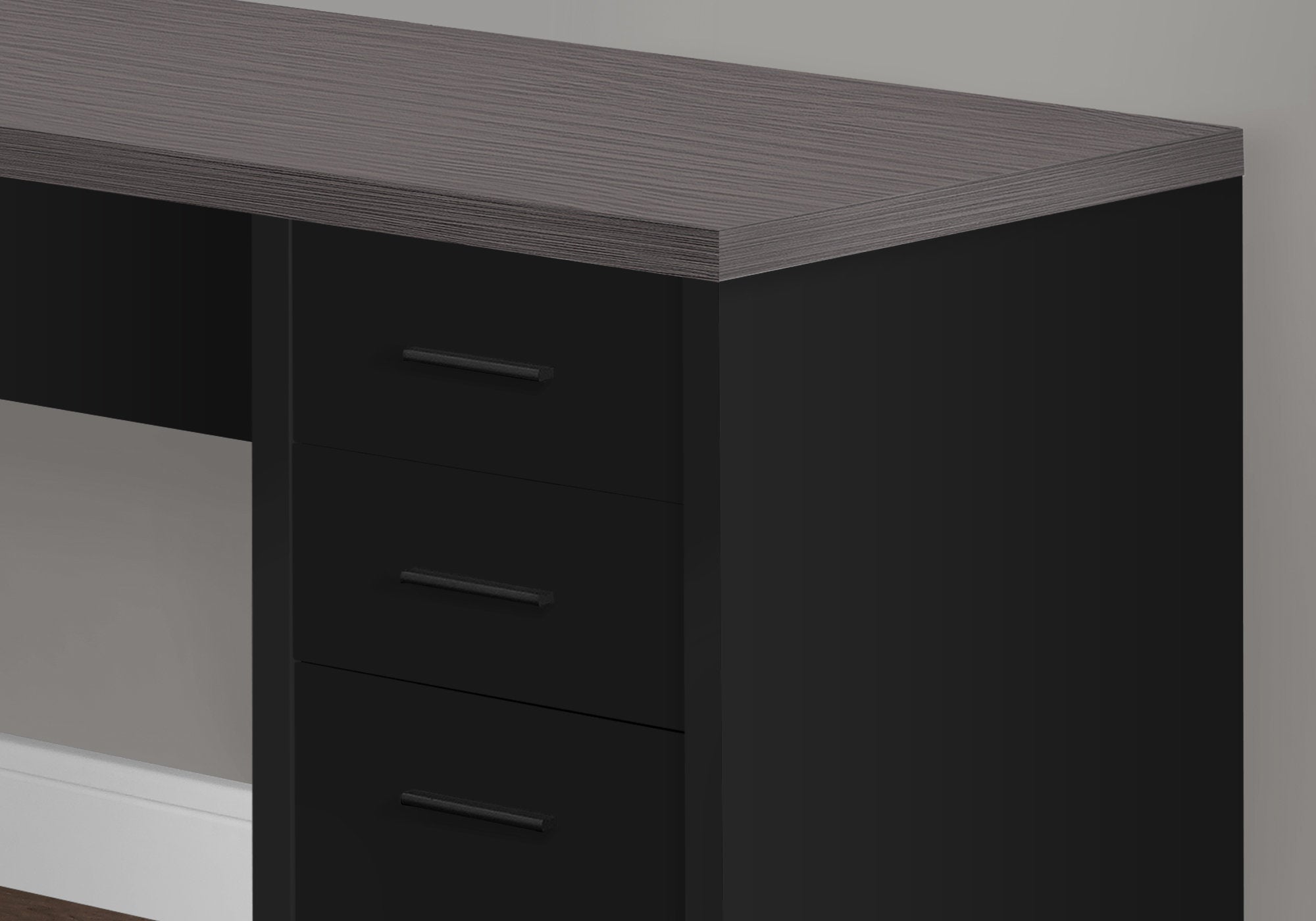 Monarch Specialties I 7431 Bureau, Bureau À Domicile, Coin, Configuration Gauche, Droite, Tiroirs De Rangement, Forme De L, Travail, Ordinateur Portable, Stratifié, Verre Trempé, Noir, Gris, Contemporain, Moderne - Simple Boutique
