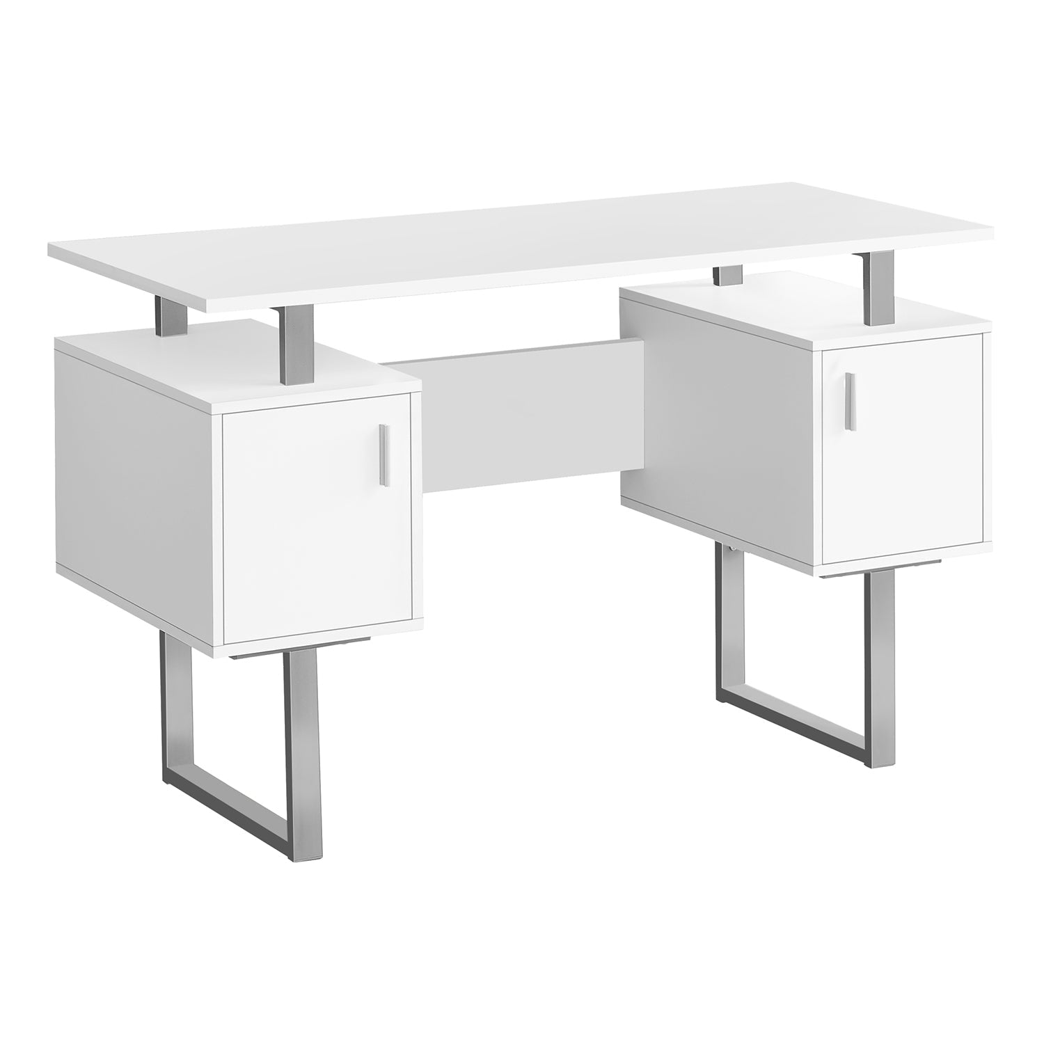 Monarch Specialties I 7605 - Bureau, Bureau À Domicile, Ordinateur Portable, Rangement, 48"L, Travail, Laminé Blanc, Métal Gris, Contemporain, Moderne - Simple Boutique