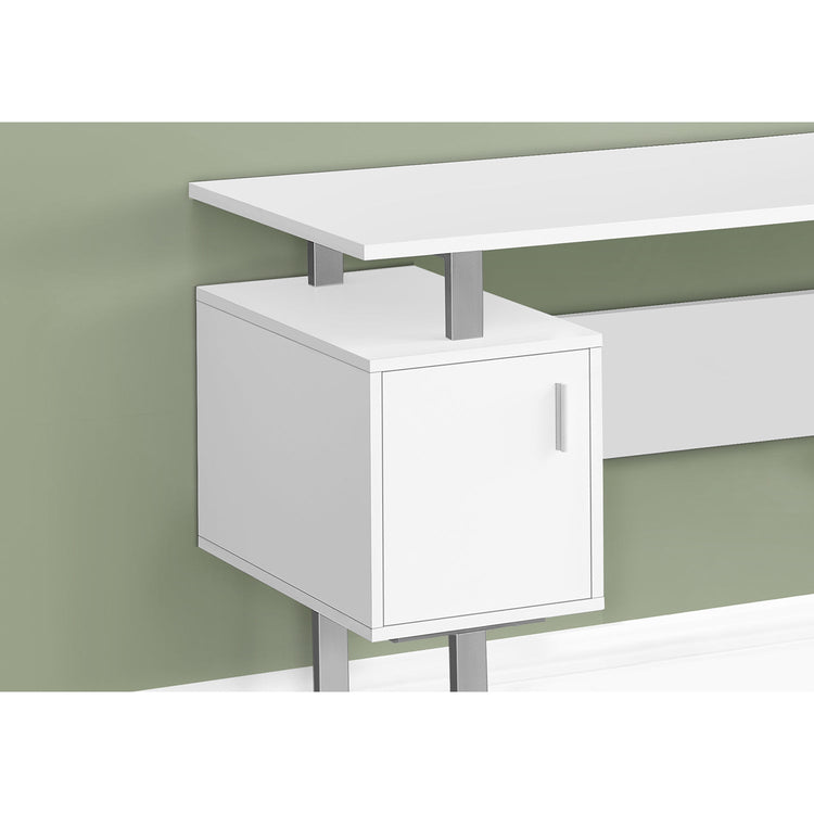 Monarch Specialties I 7605 - Bureau, Bureau À Domicile, Ordinateur Portable, Rangement, 48"L, Travail, Laminé Blanc, Métal Gris, Contemporain, Moderne - Simple Boutique
