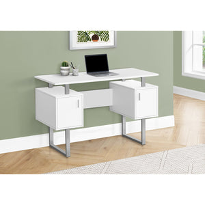 Monarch Specialties I 7605 - Bureau, Bureau À Domicile, Ordinateur Portable, Rangement, 48"L, Travail, Laminé Blanc, Métal Gris, Contemporain, Moderne - Simple Boutique
