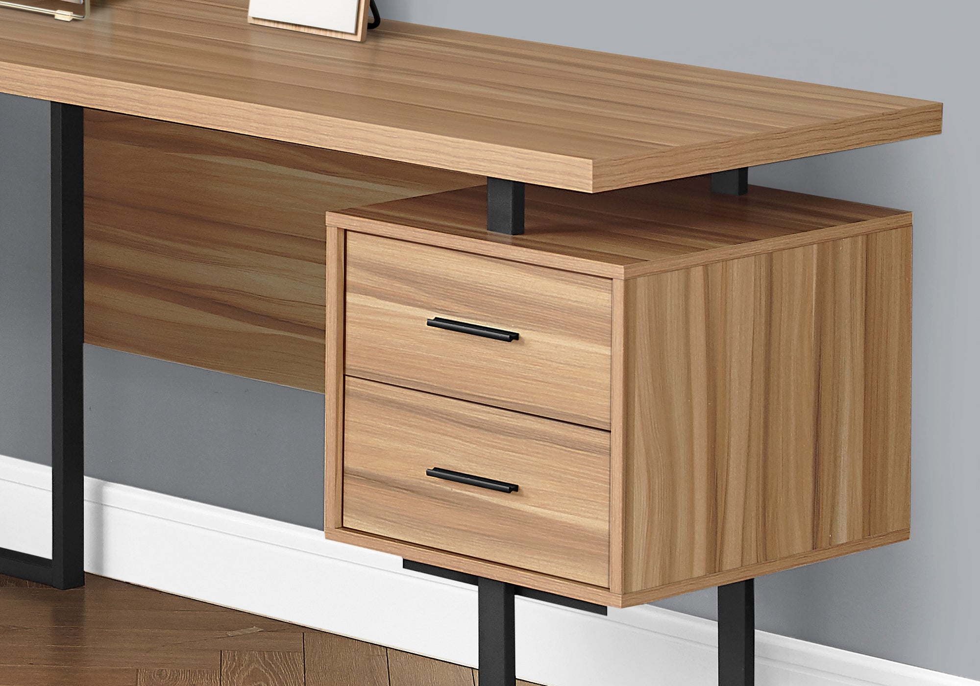 Monarch Specialties I 7612 Bureau, Bureau À Domicile, Coin, Configuration Gauche, Droite, Tiroirs De Rangement, 70"l, Forme De L, Travail, Ordinateur Portable, Métal, Stratifié, Brun, Noir, Contemporain, Moderne - Simple Boutique