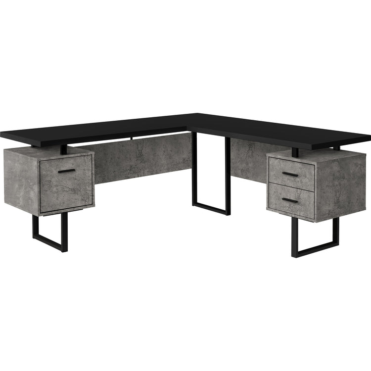 Monarch Specialties I 7617 Bureau, Bureau À Domicile, Coin, Configuration Gauche, Droite, Tiroirs De Rangement, 70"l, Forme De L, Travail, Ordinateur Portable, Métal, Stratifié, Gris, Noir, Contemporain, Moderne - Simple Boutique