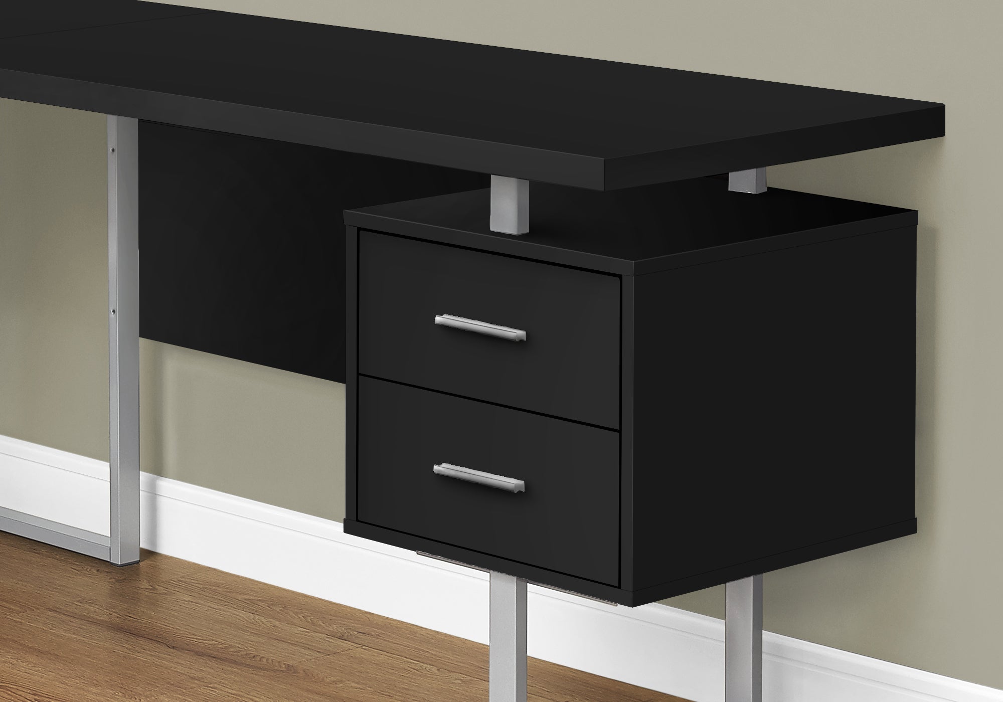 Monarch Specialties I 7619 Bureau, Bureau À Domicile, Coin, Configuration Gauche, Droite, Tiroirs De Rangement, 70"l, Forme De L, Travail, Ordinateur Portable, Métal, Stratifié, Noir, Gris, Contemporain, Moderne - Simple Boutique