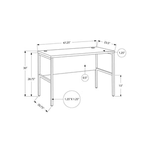 Monarch Specialties I 7726 - Bureau, 48"L, Travail, Bureau À Domicile, Qualité Commerciale, Stratifié Blanc, Métal Argenté, Contemporain, Moderne - Simple Boutique