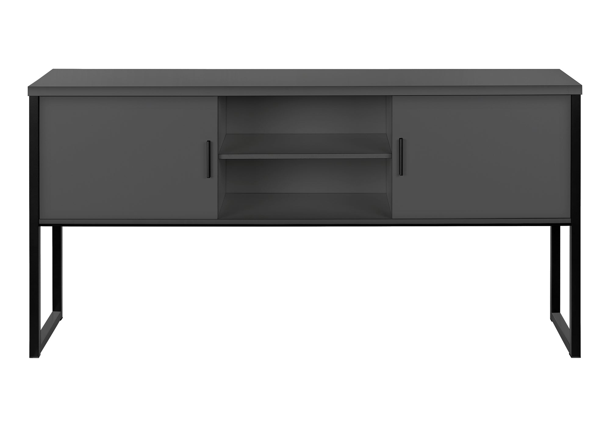Monarch Specialties I 7733 - Huche De Bureau, 72"L, Travail, Portes De Stockage, Travail, Qualité Commerciale, Stratifié Gris, Métal Noir, Contemporain, Moderne - Simple Boutique