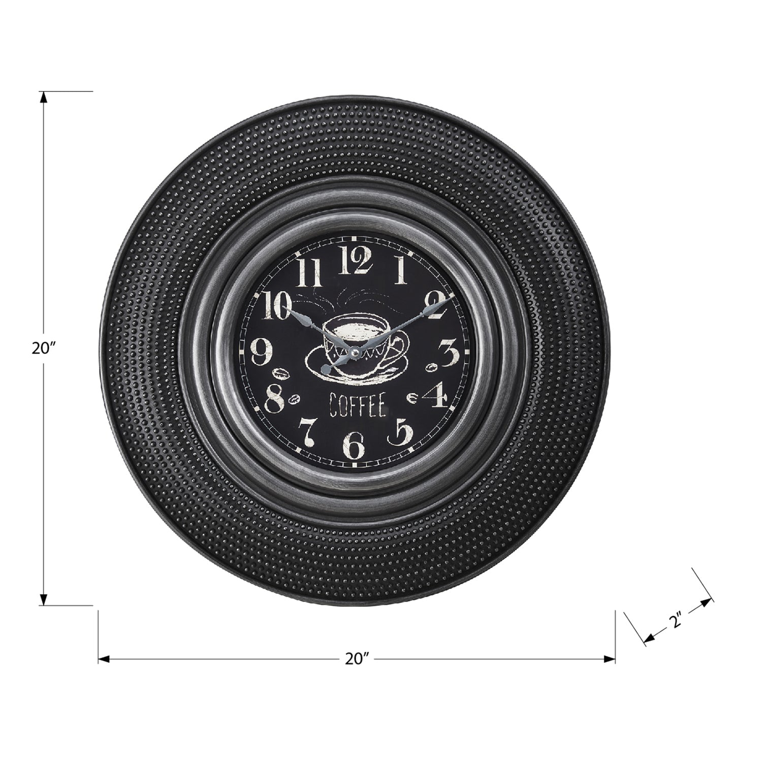 Monarch Specialties I 9044 - Horloge, 20" Rond, Gris Charbon, Transitionnel - Simple Boutique