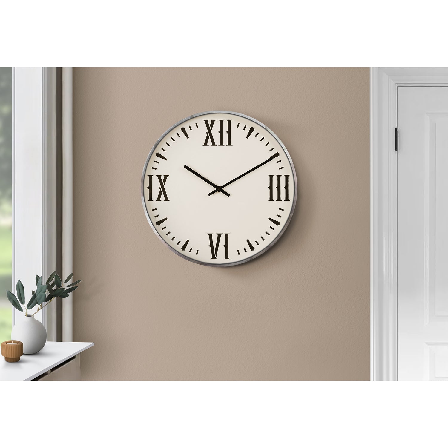 Monarch Specialties I 9060 - Horloge, 20" Rond, Horloge Murale, Noir, Blanc, Moderne - Simple Boutique
