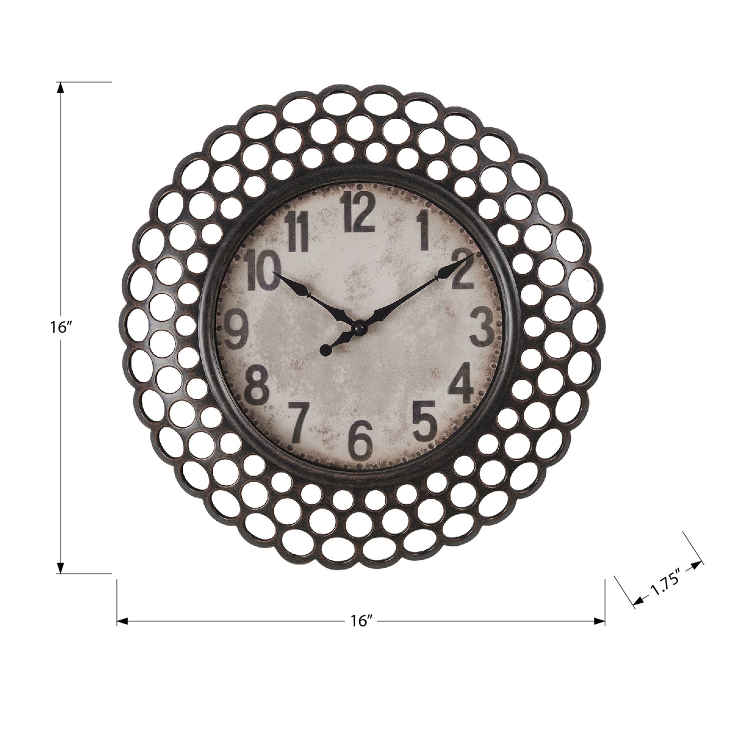 Monarch Specialties I 9087 - Horloge, 16" Rond, Horloge Murale, Transitionnel - Simple Boutique