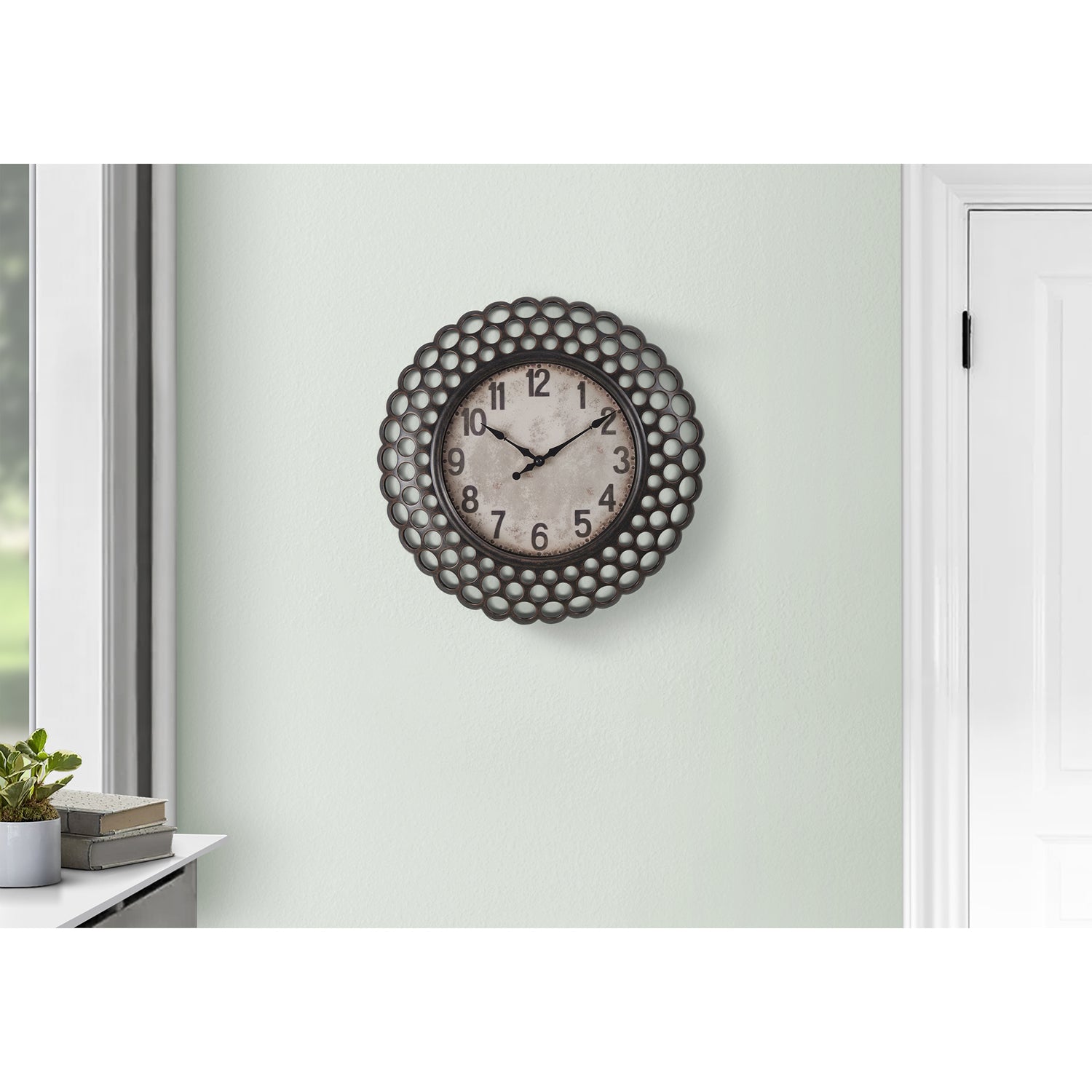 Monarch Specialties I 9087 - Horloge, 16" Rond, Horloge Murale, Transitionnel - Simple Boutique