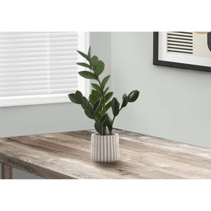 Monarch Specialties I 9500 - Plante Artificielle, 20" De Haut, Zz, Intérieur, Faux, Faux, Tableau, Verdure, Mis En Pot, Vraie Touche, Décoratif, Feuilles Vertes, Pot De Ciment Gris - Simple Boutique