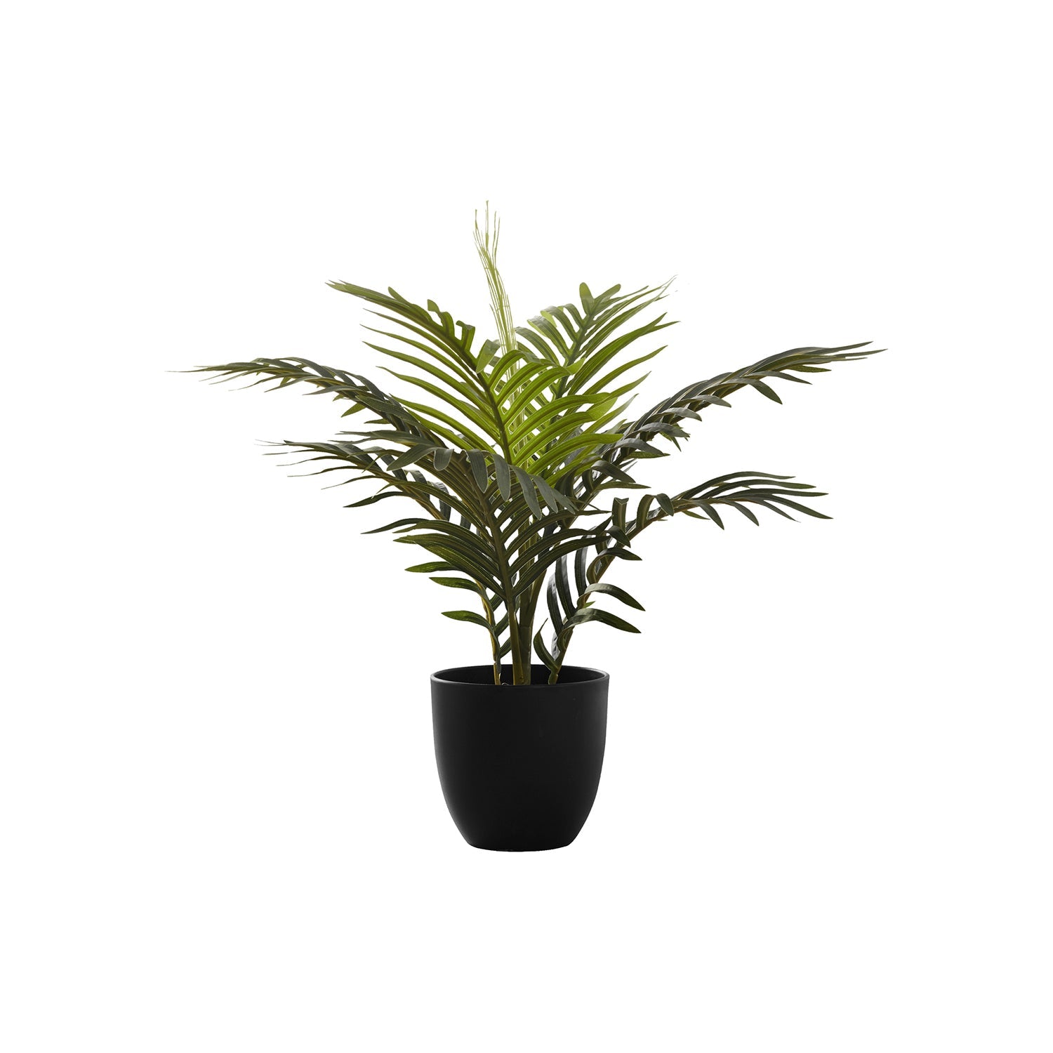 Monarch Specialties I 9501 - Plante Artificielle, 20" De Haut, Palme, Intérieur, Faux, Faux, Tableau, Verdure, Mis En Pot, Vraie Touche, Décoratif, Feuilles Vertes, Pot Noir - Simple Boutique