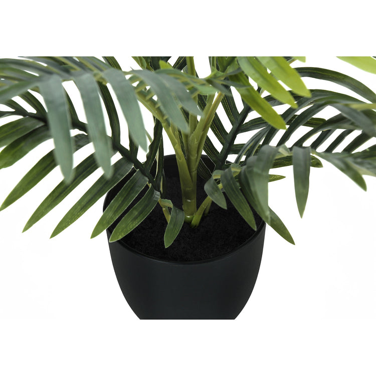 Monarch Specialties I 9501 - Plante Artificielle, 20" De Haut, Palme, Intérieur, Faux, Faux, Tableau, Verdure, Mis En Pot, Vraie Touche, Décoratif, Feuilles Vertes, Pot Noir - Simple Boutique