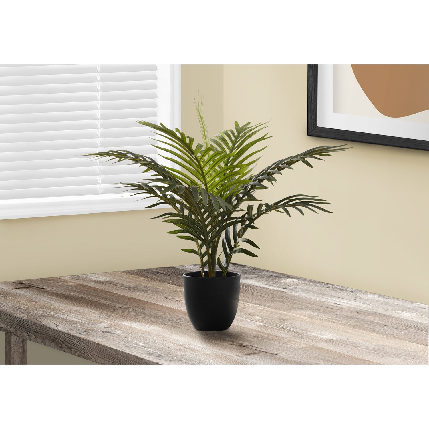 Monarch Specialties I 9501 - Plante Artificielle, 20" De Haut, Palme, Intérieur, Faux, Faux, Tableau, Verdure, Mis En Pot, Vraie Touche, Décoratif, Feuilles Vertes, Pot Noir - Simple Boutique
