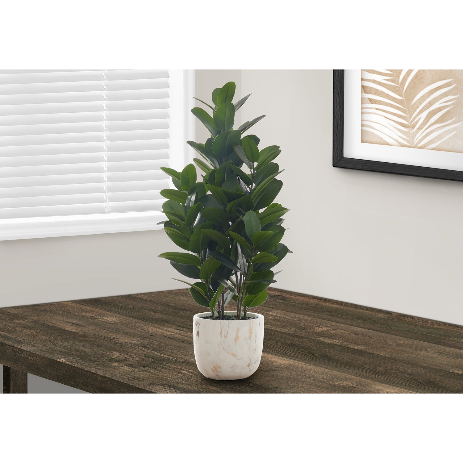 Monarch Specialties I 9507 - Plante Artificielle, 31" De Haut, Arbre De Garcinia, Intérieur, Faux, Faux, Étage, Verdure, Mis En Pot, Vraie Touche, Décoratif, Feuilles Vertes, Pot En Ciment Blanc - Simple Boutique