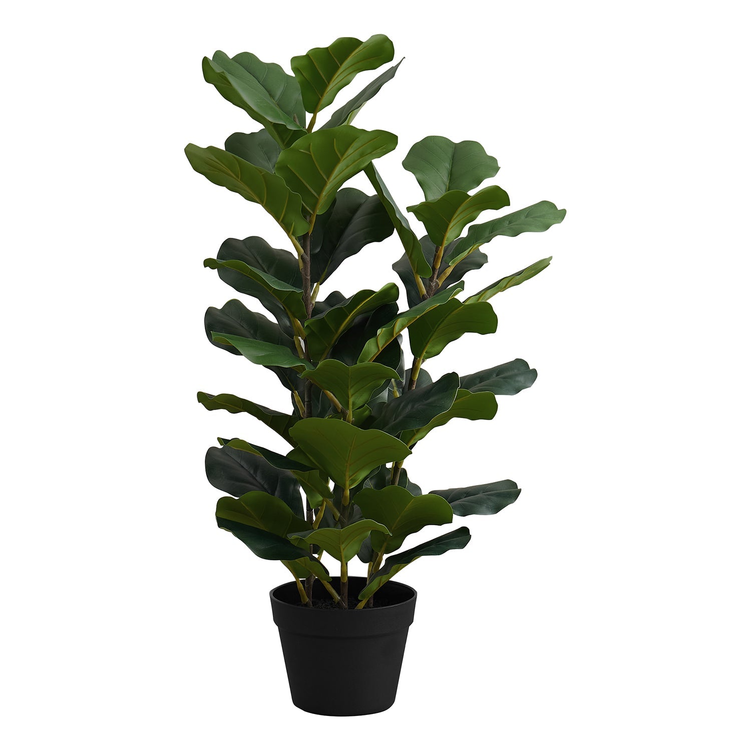 Monarch Specialties I 9511 - Plante Artificielle, 32" De Haut, Arbre À Violons, Intérieur, Faux, Faux, Étage, Verdure, Mis En Pot, Vraie Touche, Décoratif, Feuilles Vertes, Pot Noir - Simple Boutique