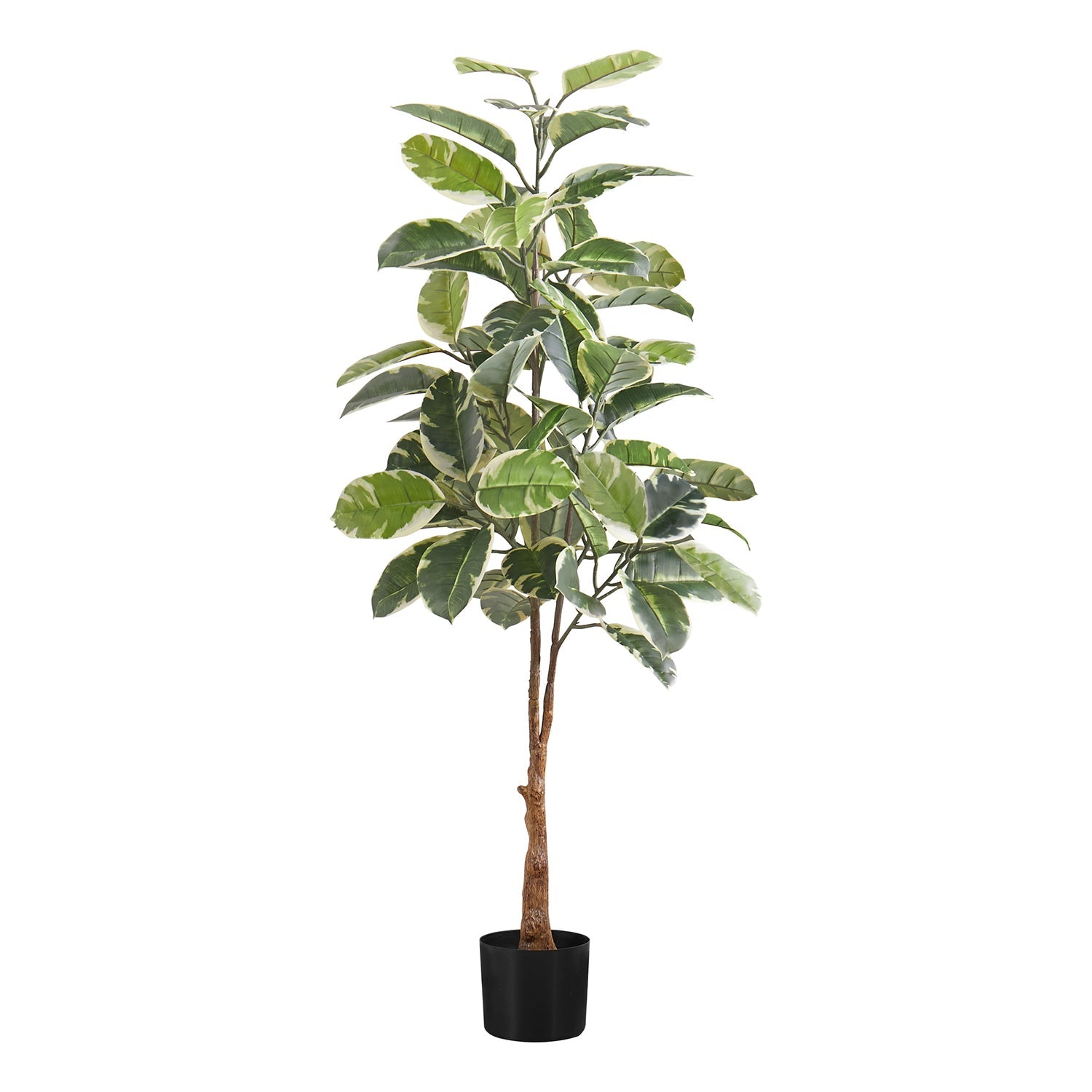 Monarch Specialties I 9513 - Plante Artificielle, 52" De Haut, Arbre À Caoutchouc, Intérieur, Faux, Faux, Étage, Verdure, Mis En Pot, Vraie Touche, Décoratif, Feuilles Vertes, Pot Noir - Simple Boutique