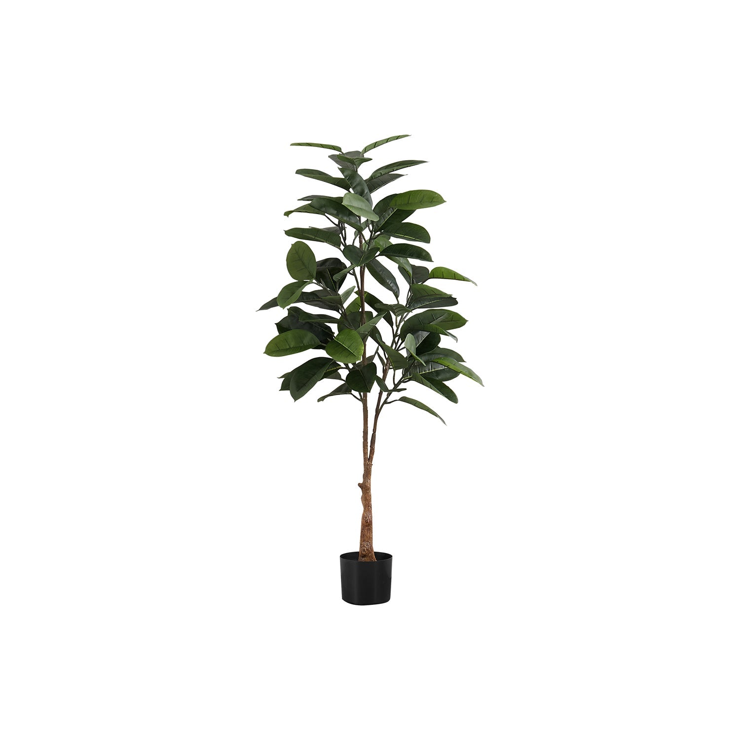 Monarch Specialties I 9514 - Plante Artificielle, 52" De Haut, Arbre À Caoutchouc, Intérieur, Faux, Faux, Étage, Verdure, Mis En Pot, Vraie Touche, Décoratif, Feuilles Vertes, Pot Noir - Simple Boutique