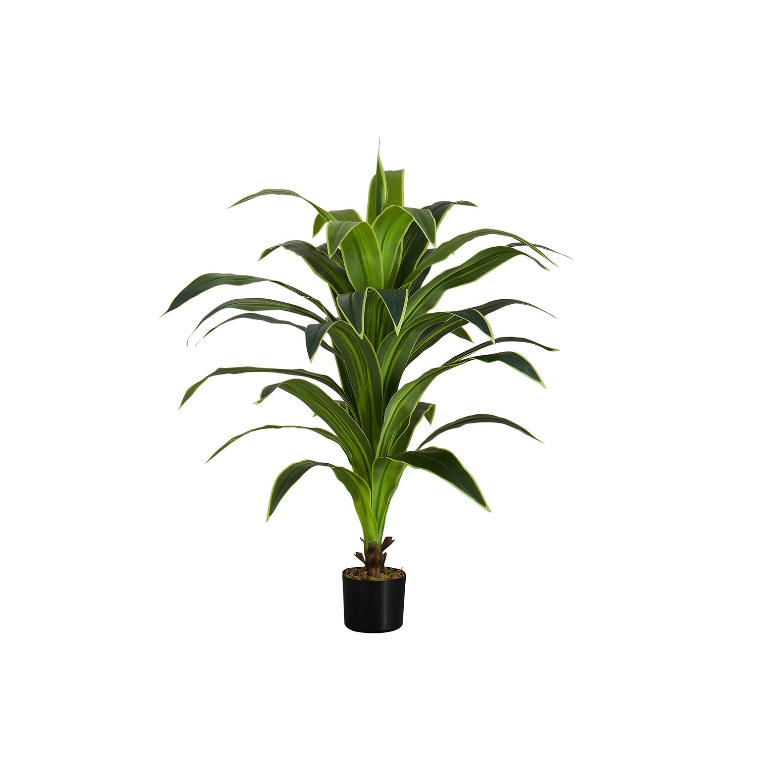 Monarch Specialties I 9542 - Plante Artificielle, 47" De Haut, Arbre De Dracaena, Intérieur, Faux, Faux, Étage, Verdure, Mis En Pot, Vraie Touche, Décoratif, Feuilles Vertes, Pot Noir - Simple Boutique