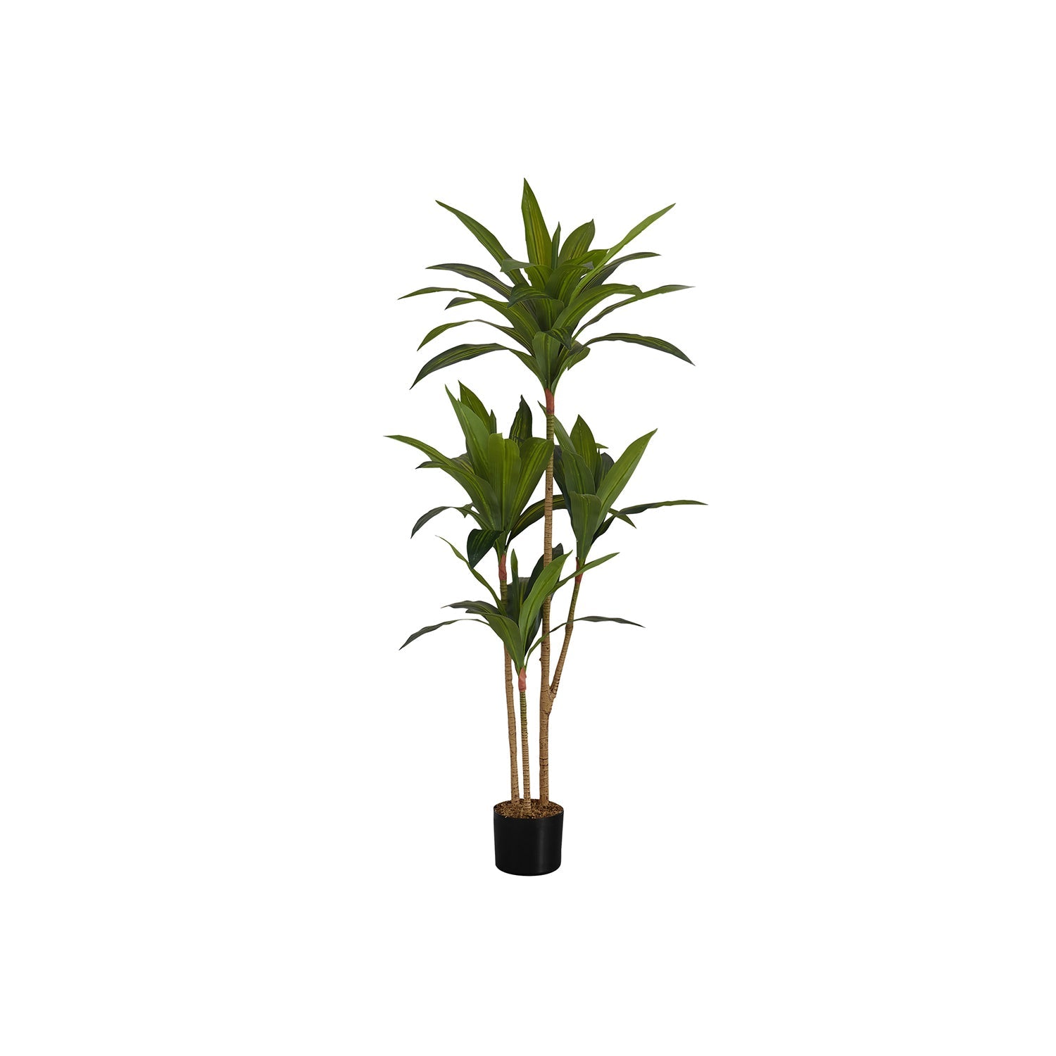 Monarch Specialties I 9543 - Plante Artificielle, 51" De Haut, Arbre De Dracaena, Intérieur, Faux, Faux, Étage, Verdure, Mis En Pot, Vraie Touche, Décoratif, Feuilles Vertes, Pot Noir - Simple Boutique