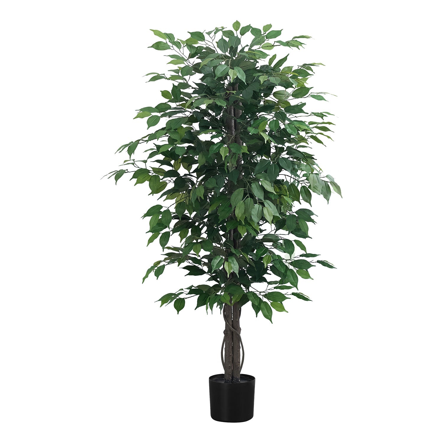 Monarch Specialties I 9564 - Plante Artificielle, 58" De Haut, Ficus, Intérieur, Faux, Faux, Étage, Verdure, Mis En Pot, Décoratif, Feuilles Vertes, Pot Noir - Simple Boutique
