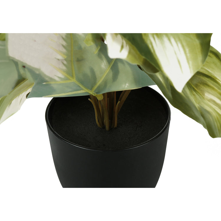Monarch Specialties I 9584 - Plante Artificielle, 13" De Haut, Monstera Calathea, Intérieur, Faux, Faux, Tableau, Verdure, Mis En Pot, Lot De 2, Décoratif, Feuilles Vertes, Pots Noirs - Simple Boutique