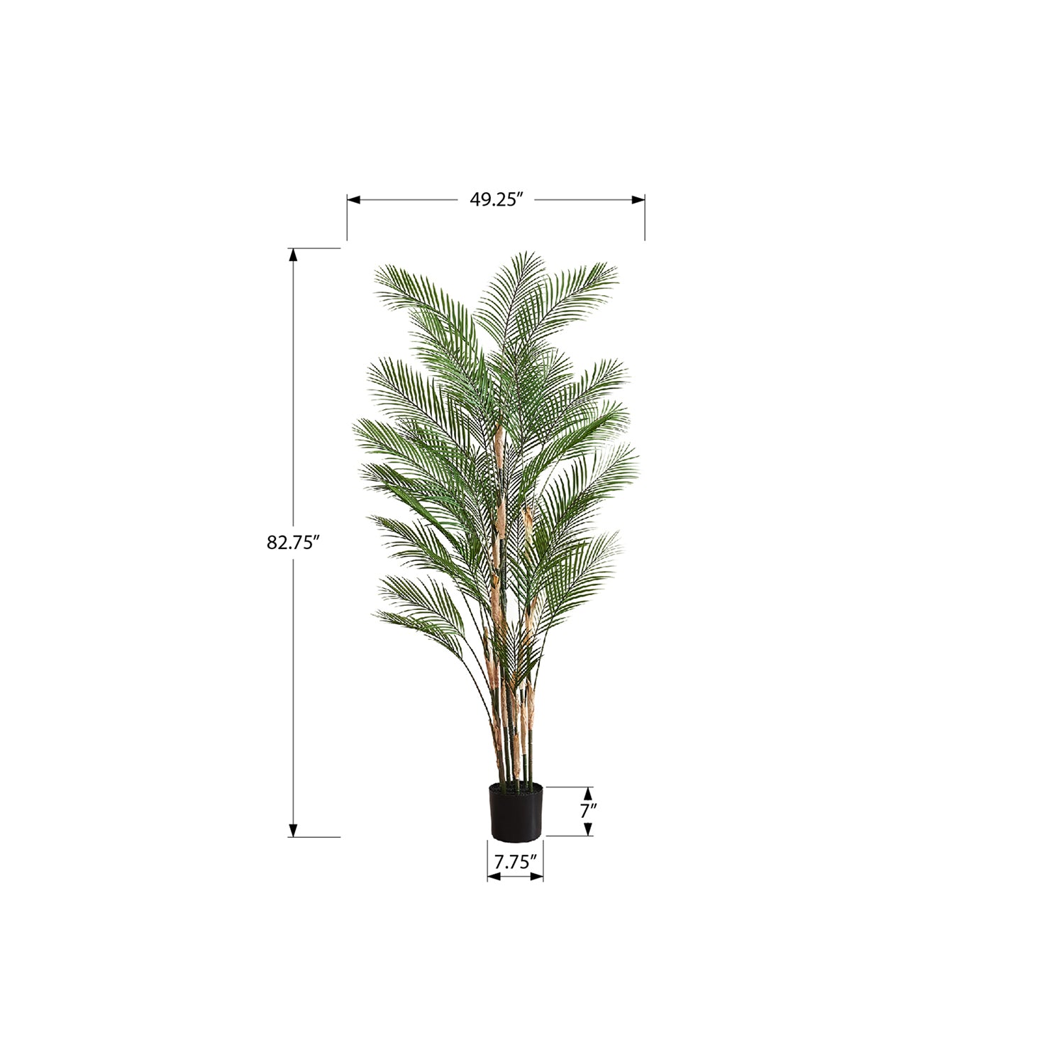Monarch Specialties I 9590 - Plante Artificielle, 83" De Hauteur, Palmier, Décoratif, Plancher, Intérieur, Mis En Pot, Touche Réelle, Feuilles Vertes, Pot Noir - Simple Boutique