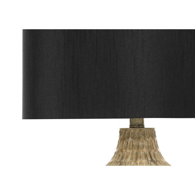 Monarch Specialties I 9606 - Luminaire, 25"H, Lampe De Table, Abat-jour Noir, Pied En Résine Marron, Contemporain - Simple Boutique
