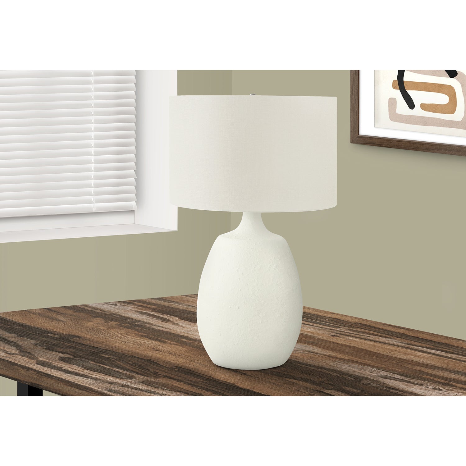 Monarch Specialties I 9609 - Luminaire, 26"H, Lampe De Table, Abat-jour Ivoire / Crème, Résine Couleur Crème, Contemporain - Simple Boutique