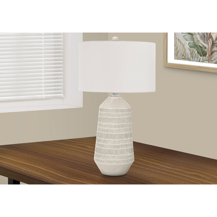 Monarch Specialties I 9613 - Luminaire, 33"H, Lampe De Table, Abat-jour Ivoire / Crème, Céramique Crème, Contemporain - Simple Boutique