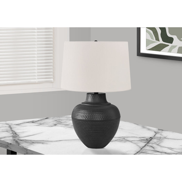 Monarch Specialties I 9615 - Luminaire, 26"H, Lampe De Table, Métal Noir, Abat-jour Ivoire / Crème, Transitionnel - Simple Boutique